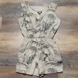 Vintage Marissa Cotton Elegant Safari Print Romper